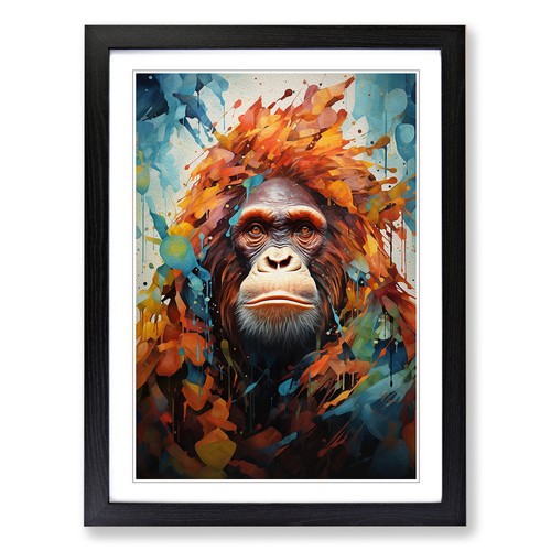 Orangutan Orphism No.2 Framed Canvas Wall Art Print Poster Picture, Home Decor - Picture 1 of 8