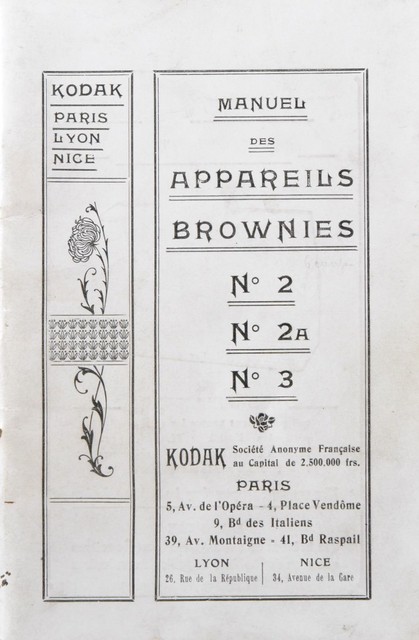 Owners Operators Manual Book Of Cameras Kodak Brownies N°2 - 2A - 3. (Fr) Owners Operators Manual Book Of Cameras Kodak Brownies N°2 - 2A - 3. (Fr)
