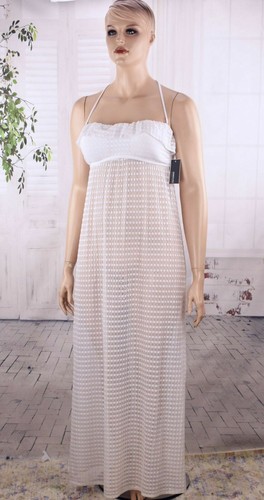 KENNETH COLE REACTION (XL-12) white long dress beach halter ruffle swim coverup  - Picture 3 of 4