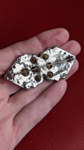 Vintage Stunning Oblong Triangle Point Clear Rhinestone 2 ¼" Brooch Pin - Picture 10 of 11
