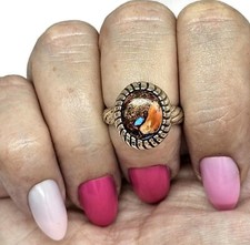 Oval Oyster Turquoise Ring, Camouflage Stone, Size 7, Sterling Silver, Love