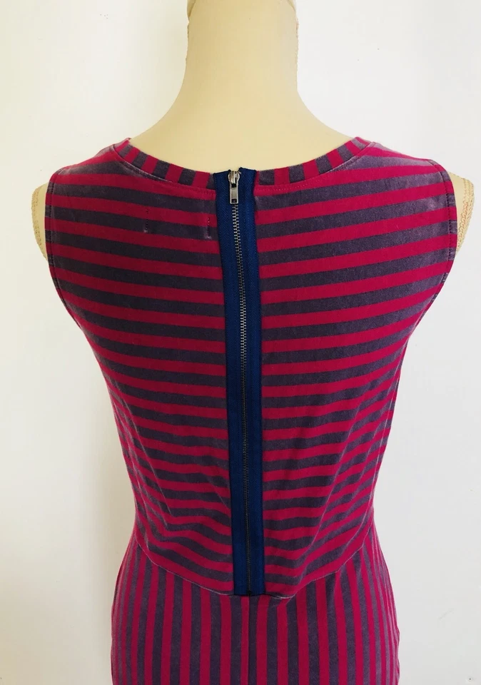 Brooklyn Industries Dress Sleeveless Striped Zipper Back Purple - Image 2 of 4