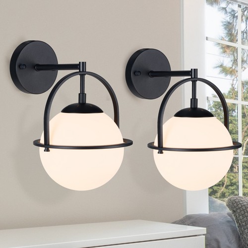 Wall Light Mount Fixture Mid-Century Modern Wall Sconce Globe Light Set Of Two
