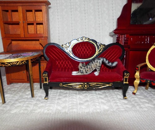 Tabby cat MADE TO ORDER OOAK 1:12 Miniature Dollhouse handmade realistic IGMA - Picture 5 of 10