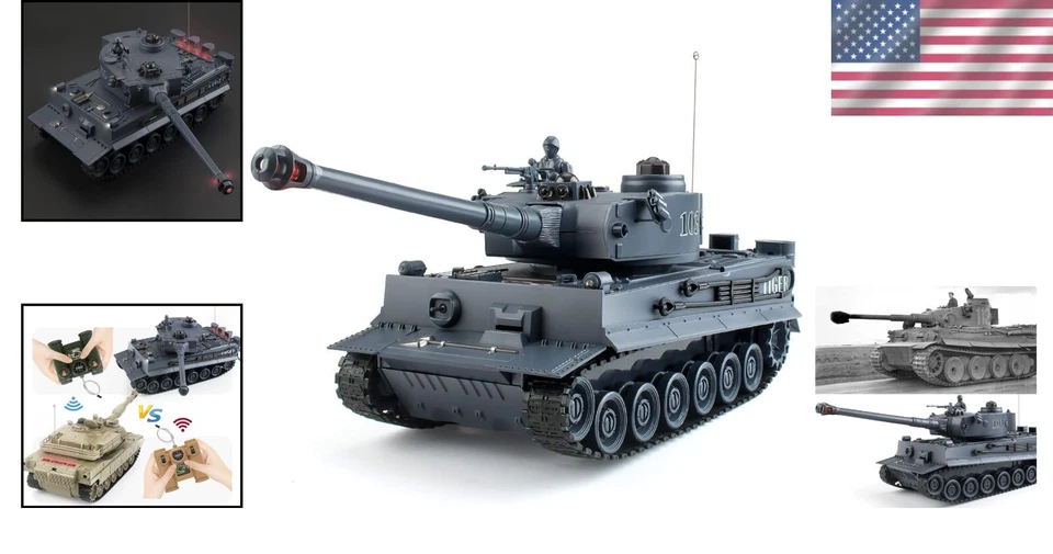 9 Channel USB Rechargeable RC German Tiger Tank with Light & Sound Effects - Image 2 of 4