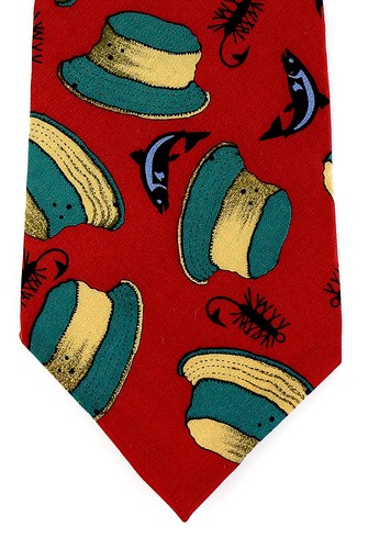 Fishing Hats Men's Necktie Fisherman Fish Hooks Silk Sports Gift Red Neck Tie - Bild 2 von 3