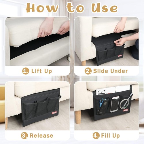 Bedside Caddy Storage Organizer Remote Control Holder Couch Sofa Armrest Bag - Picture 3 of 11