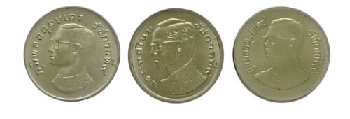 Thailand coins 1-baht coin,King Rama IX ,3 types, year 1974, 1977, 1982, used - Picture 3 of 10