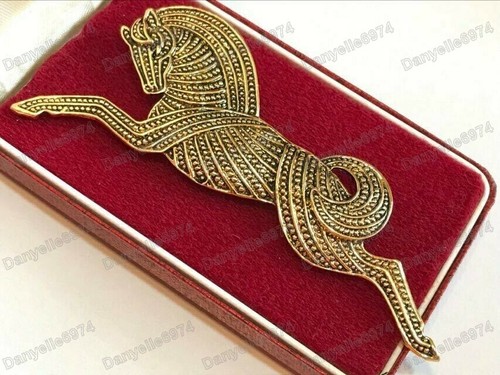 Etrusker Art Deco keltischer Stil galoppierendes trojanisches Pferd Brosche Anhänger Schal Pin - Bild 3 von 11