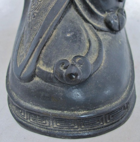 Antigua estatua china o japonesa de bronce sentado KWAN-YIN sujetalibros (6,5" de alto) - Imagen 10 de 12