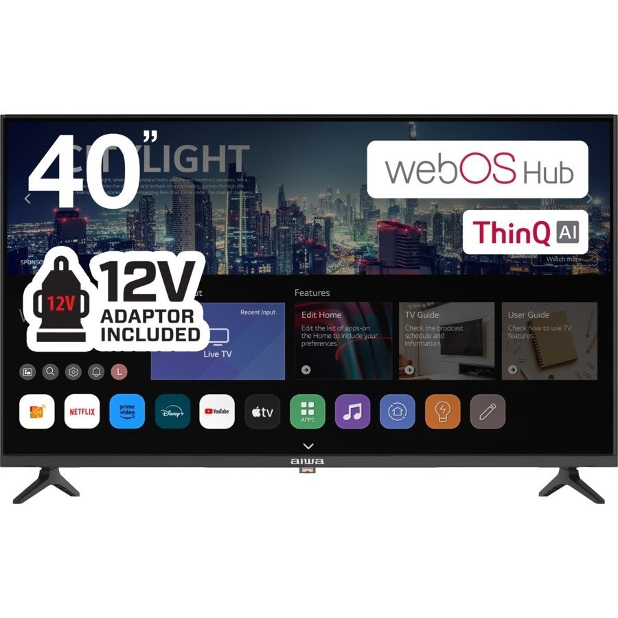 AIWA 40” Smart TV WebOS  ThinQ AI 12V / 240V ✅ Caravans ✅ Car ✅ Boats ✅ Netflix