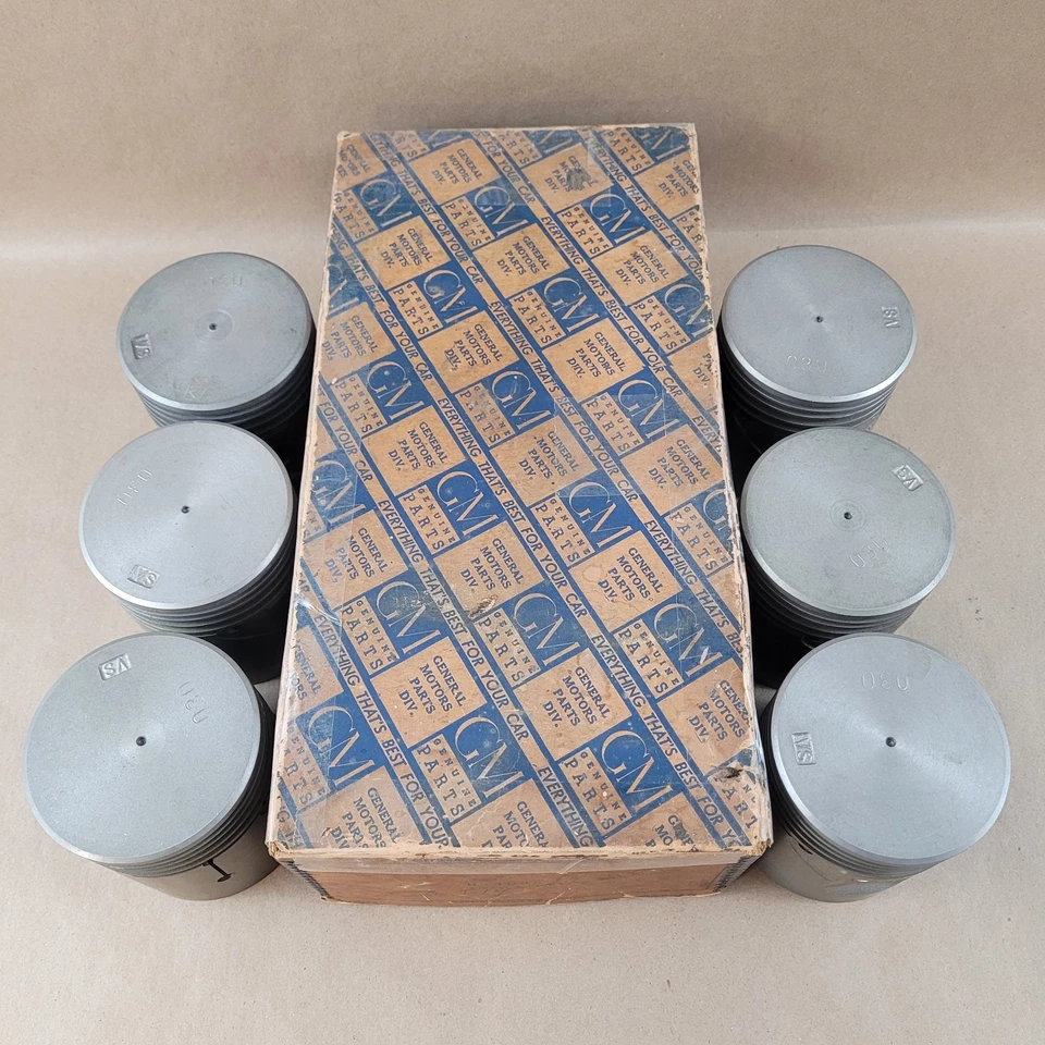 6 nuevos pistones NOS GM Bohnalite .030 de gran tamaño 1937-1940 Oldsmobile 6 cilindros Foto 2 de 4