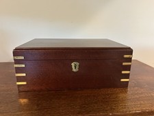 Wood Jewlery Box with Brass Accents Felt Lined Divided with Key 12 x 8 x 4.5 In