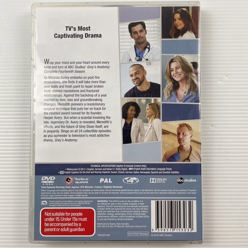 Grey's Anatomy The Complete Fourteenth Season 14 DVD Region 4 - Picture 2 of 2