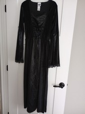 Black Renaissance Medieval Corset Dress Bell Sleeves, size S/M