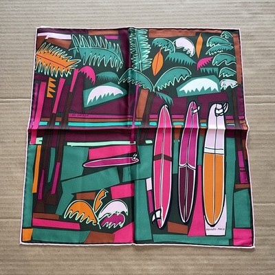 New Hermes Silk scarf Pocket Square Handkerchief 45 Gavroche Sea Surf And Fun