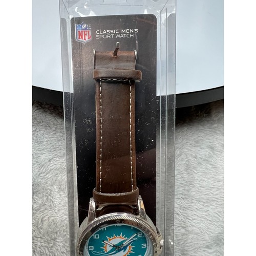 Reloj deportivo clásico Miami Dolphins para hombre cuero marrón Sparo mercancía de la NFL - Imagen 2 de 5