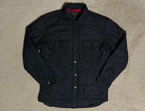 PENDLETON lightweight quilted SHIRT JACKET Men's SMALL button up black lined - Picture 2 of 16