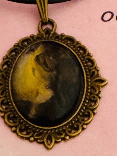One of a kind Hand-Painted Fluid Art Oval Cabochon Necklace - Picture 4 of 6