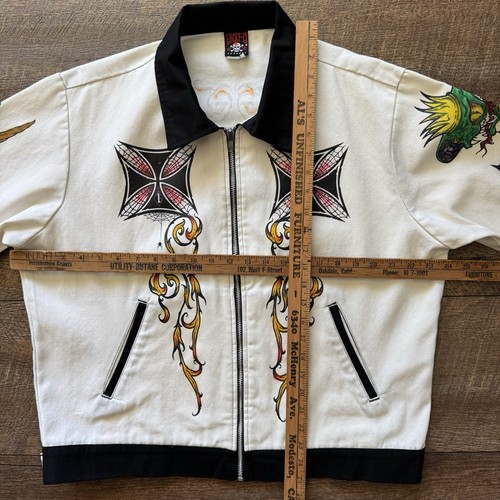Vintage Y2K Grail Mens M/L Lucky-13 "King Of Pain" Made In USA Airbrushed Jacket - Picture 16 of 16