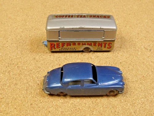 2 LESNEY MATCHBOX # 65 METALLIC BLUE JAGUAR & # 74 MOBILE CANTEEN LOOSE BASES