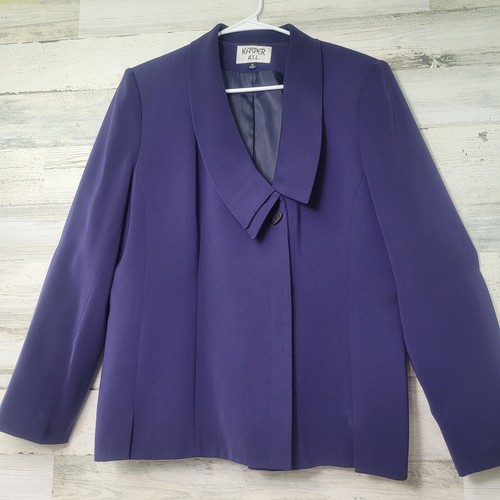Kasper A.S.L. Size 16 Blazer Violet Consealed Buttons Asymmetrical Collar Career - Bild 10 von 10