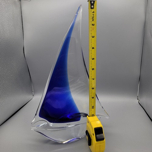 Oggetti Murano Art Glass 14” Tall Sailboat w Blue Sail ITALY Americas Cup Series - Picture 20 of 23