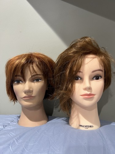 Pair Of Mannequin Heads Great For Practicing Hair Coloring, Styling And Cutting