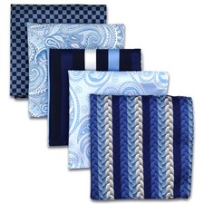 5 PCS Assorted Mens Silk Pocket Square Set Handkerchiefs Formal Tuxedo Suit