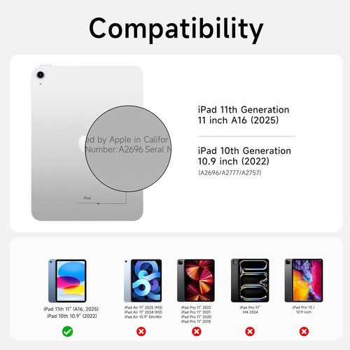 For iPad 11/10th Gen Kboard Case w/ Touchpad | 7-Color Backlit Detachable Cove - Afbeelding 6 van 9