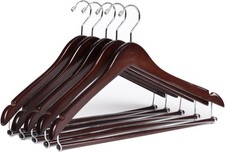Wooden Hangers Beautiful Sturdy Suit Coat Hangers with Locking Bar Mahogany 5 