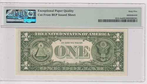 Fr 1912-Am 1981A $1 FRN A99849777B bp417 PMG 65EPQ GEM CU BOSTON 1981-A MULE - Picture 2 of 2