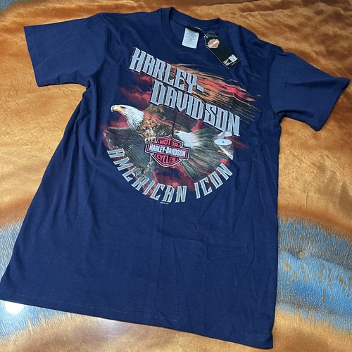 Harley-Davidson Hemd Herren Small Navy Blau American Icon Eagle Bamberg Germany
