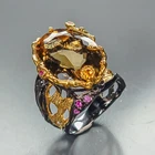 Handmade 28 ct Natural Citrine Quartz Ring 925 Sterling Silver Size 7.5 /R476309