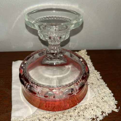 Indiana Glass Kings Crown Ruby Red Band Covered Compote Made in USA 7.25" Tall - Picture 13 of 15