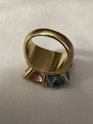 Anillo de cóctel pastel multicolor enchapado en circonita cúbica talla 5 anillo llamativo regalo - Imagen 5 de 7