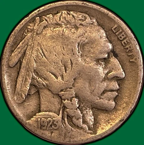 1923 Buffalo Nickel Very Fine VF Coin, Scratch #36259