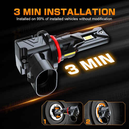 Pair 4-sides LED Headlight Kit 9005 HB3 H10 9140 9145 2400W 6000K 360000LM Bulbs - Bild 9 von 10