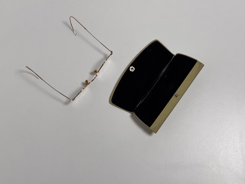 Antike runde Drahtrand verzierte Brille vergoldet mit Etui EU - Bild 6 von 7