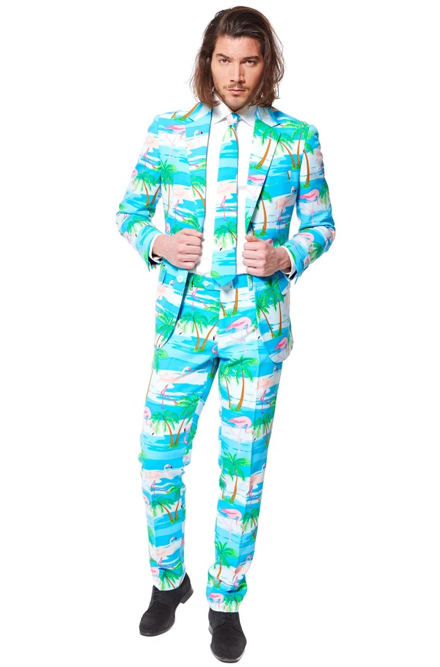 Brand New Tropical Summer Beach Fun Flaminguy Suit Men Adult Costume - Image 2 of 2