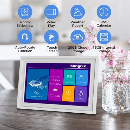 Sungale 10.1” True Cloud Frame with Editable Cloud Albums, IPS HD Touch Screen - Picture 4 of 8