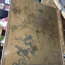 Vintage Pull Down Map Of Austin Texas 64 1/2” By 52 1/2”