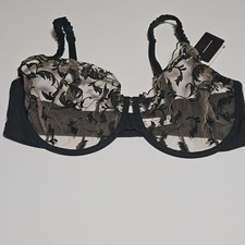 Wacoal Sheer Mesh Embroidered Bra 38DDD Dark ...