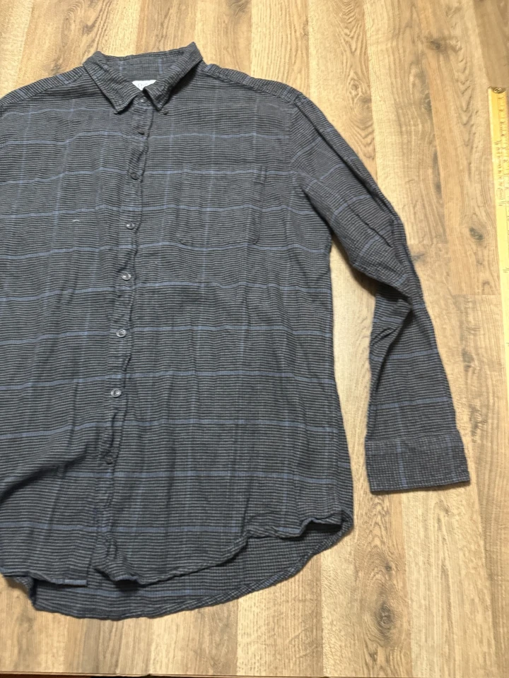 Croft & Barrow Shirt, Men's Size XXL, Grey Blue Plaid Long Sleeve Button Up - Image 4 of 4