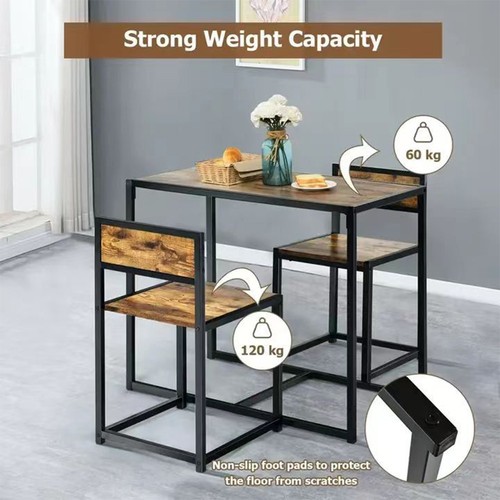 Small Dining Table 2 Chairs Kitchen Furniture Set Space Saving Breakfast Table - Picture 8 of 15