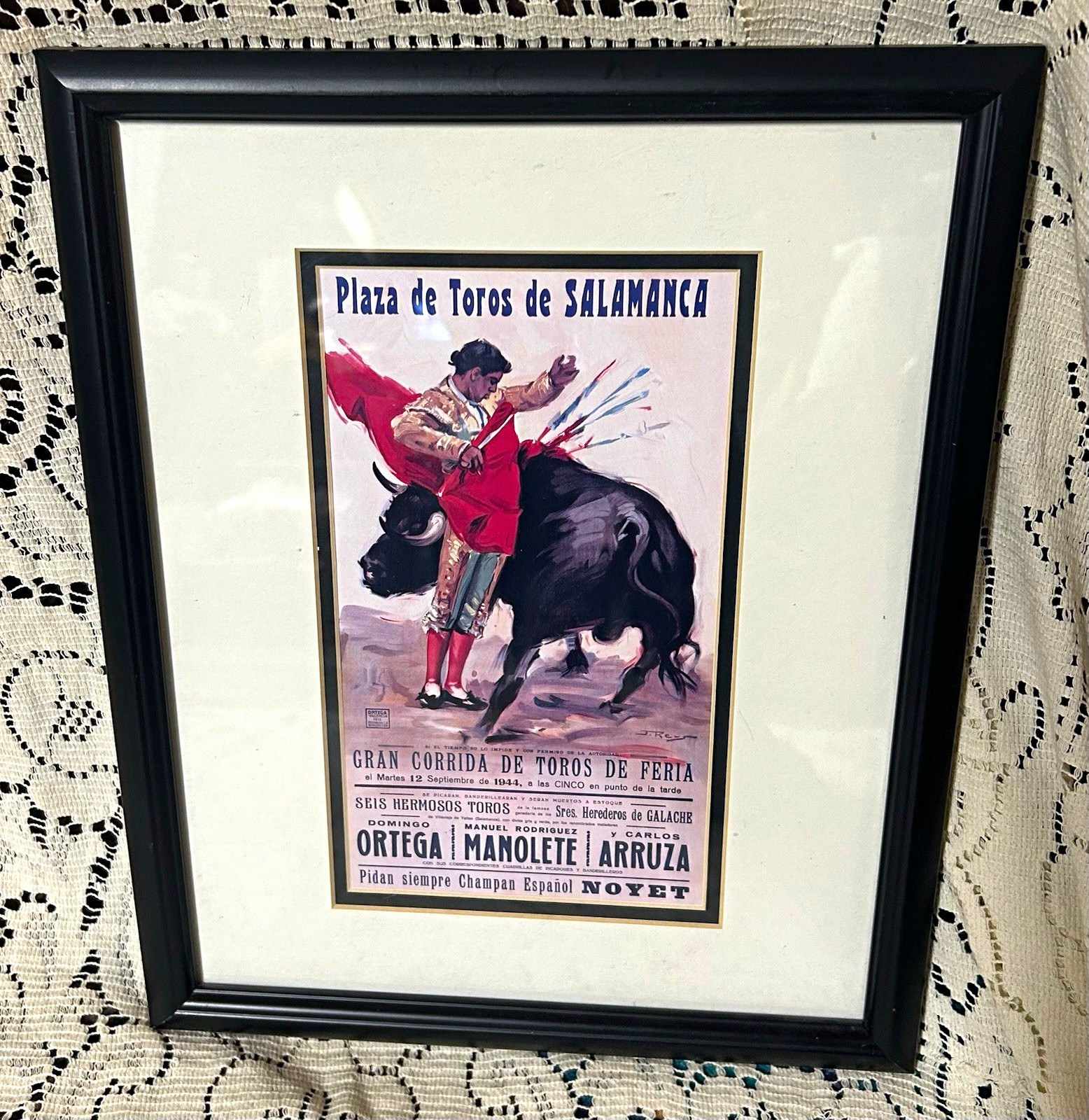 Cartel taurino español Plaza de Toros de Salamanca Feria enmarcado 15,5 x 12,5