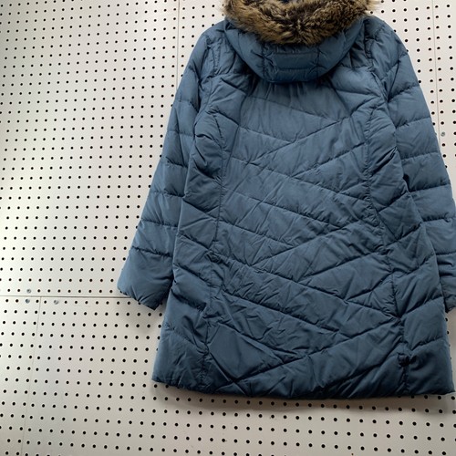 Marmot Down Puffer Coat Womens Large Blue Storm Cloud Long Hooded 20X33 - Picture 13 of 15