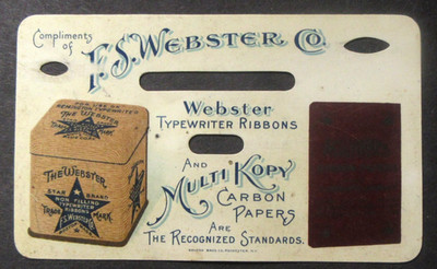 1913/1914 WEBSTER TYPEWRITER RIBBON celluloid pocket erasure calendar wb