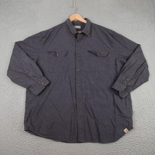 Carhartt Shirt Mens 2XL Charcoal Gray Button Down Long Sleeve Workwear S202 BKC