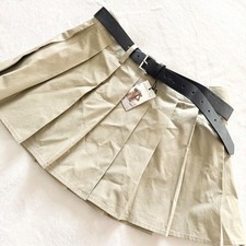 NWT Sincerely Jules Pleated Mini Skirt Khaki Tan Belted M